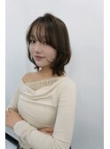 肩上ボブ大人可愛いボブひし形ボブアッシュベージュ