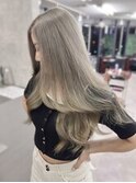 春夏人気★ホワイティグレージュ×透明感カラー//ケアブリーチ