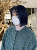 切りっぱなしボブ×ネイビーブルー