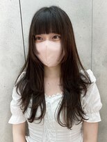 ヴェイン 渋谷(vain)&nbsp;ワイドバングレイヤーカット×グレージュ