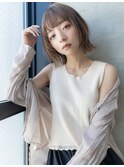 大人かわいい前髪セシルカットココアブラウンフリンジウェーブ
