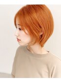 アプリコットオレンジ/ショートボブ/大人ボブ/20代30代40代