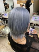 アイスブルーシルバーウルフ美髪ワイドバングケアブリーチ所沢
