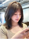 ラベンダーブラウンくびれヘアモテ髪オフィスヘア美髪