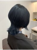 小顔補正立体カットで中性的なショートウルフ × ブルージュ