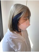 #White#Blue#インナー#ボブ