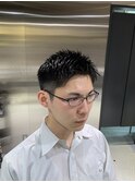 メンズ眉毛ビジネスツーブロック束感アップバングショートF