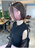 20代 30代 40代 ボブ インナーカラー ホワイトピンク モテ髪