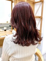 セイドット リー(Say. Ree)&nbsp;Say.レッドブラウンダブルカラーワインレッドウェーブミディアム