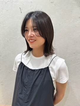 ロンドプランタン 恵比寿(Lond Printemps) ボブ くびれ外ハネ グレージュカラー シースルー前髪