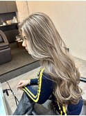 前髪ハイライトカラー似合わせカットウェーブミディアム