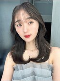 ロング美髪顔周りレイヤー韓国ヘア_F40016