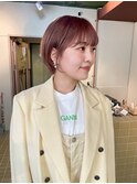 丸みショート　フルバング　ピンクベージュ