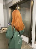 ハイトーンサーモンオレンジロングヘア