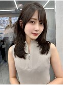 黒髪/オリーブグレー/小顔/ココアベージュ/レイヤーカット