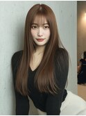 韓国風前髪×艶ストレートロング｜低ダメージ縮毛矯正