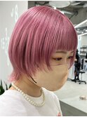 ピンクカラー×ショートウルフ【町田】