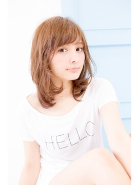 ヘアーアンドファッションシオミエイチ (hair＆fashion shiomi H) [shiomi H]斜めバング×レトロガーリーなミディアムヘア