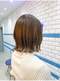 外はねボブ/くびれボブ/韓国/ブラウンカラー