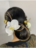 成人式ヘアセット 表参道 金箔 水引