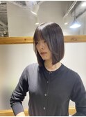 顔周りレイヤー×韓国風ボブ 暗めカラー