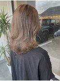 30代40代ダブルカラーミルクティアッシュデザインカラー透け感