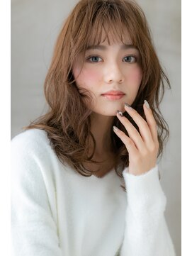 モッズヘア 越谷(mod's hair) ミルクティーカラーくせ毛風小顔くびれミディY越谷20代30代40代