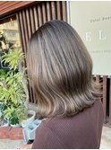 栗原,切りっぱなしボブ美髪ピンクブラウンベージュハイライトa36