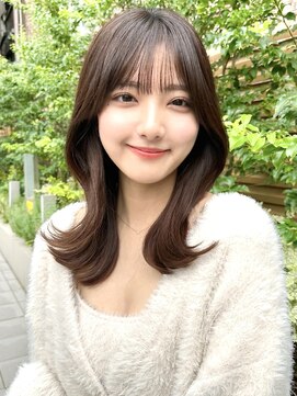 ミラリー トウキョウ(Mirareee Tokyo) 20代30代40代◎前髪パーマ韓国風巻きくすみベージュお団子ヘア