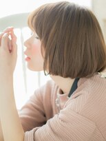 大波純一美容室パーティハン&nbsp;透明感オレンジベージュツヤ髪ミニボブa小山20代30代