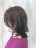 ミディアムレイヤーカットアッシュオリーブミディ20代30代40代