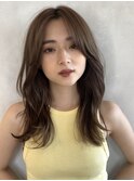 韓国顔周りレイヤー顔周りカット×髪質改善ミルクティーアッシュ
