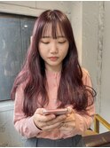【中澤彩乃】ラベンダーピンクレイヤーロングダブルカラー前髪