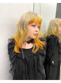 艶髪ハイトーンホワイトブロンド×イエローデザインカラー