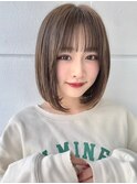 切りっぱなし韓国内巻きボブ/ブリーチなし透明感カラー/池袋