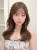 ブリーチなし内巻きロングレイヤーカット小顔シースルーバング