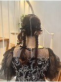 ヘアセット/ツインアレンジ/タイトアレンジ/トレンドヘア/リボン