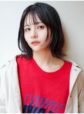 レイヤーボブ 外ハネ ナチュラルブラウン シースルーバング