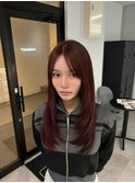 韓国風レイヤーロングヨシンモリ◎シースルーバング×艶カラー