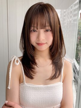 エトラ 渋谷店(etora) 小顔 前髪 レイヤーカット オリーブグレー 黒髪"