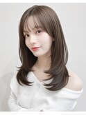 黒髪クラゲヘアーオリーブグレー小顔ココアベージュ