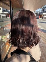 ヘア プロデュース キュオン(hair produce CUEON.) 切りっぱなしボブ×ラベンダーピンク