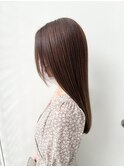 オトナ女子ツヤ髪アッシュカラーふんわりミディシースルーバング