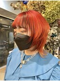オレンジ/ダブルカラー/インナーカラー/イヤリングカラー