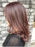 大人ハイライト 白髪ぼかし レッドブラウン レイヤーカット