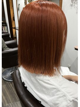 ヘアメイク エイト キリシマ(hair make No.8 kirishima) ブリーチ×オレンジ×レイヤーボブ