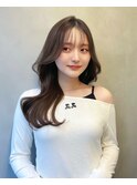 □ 韓国大宮顔周りレイヤーカットハッシュカット透明感カラー