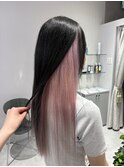 ホワイトピンクインナーカラーペールピンクハイトーン
