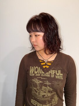 パーマ×ブリーチなし暖色カラー☆