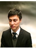 ツーブロックビジネスショートレイヤーかき上げコンマヘア